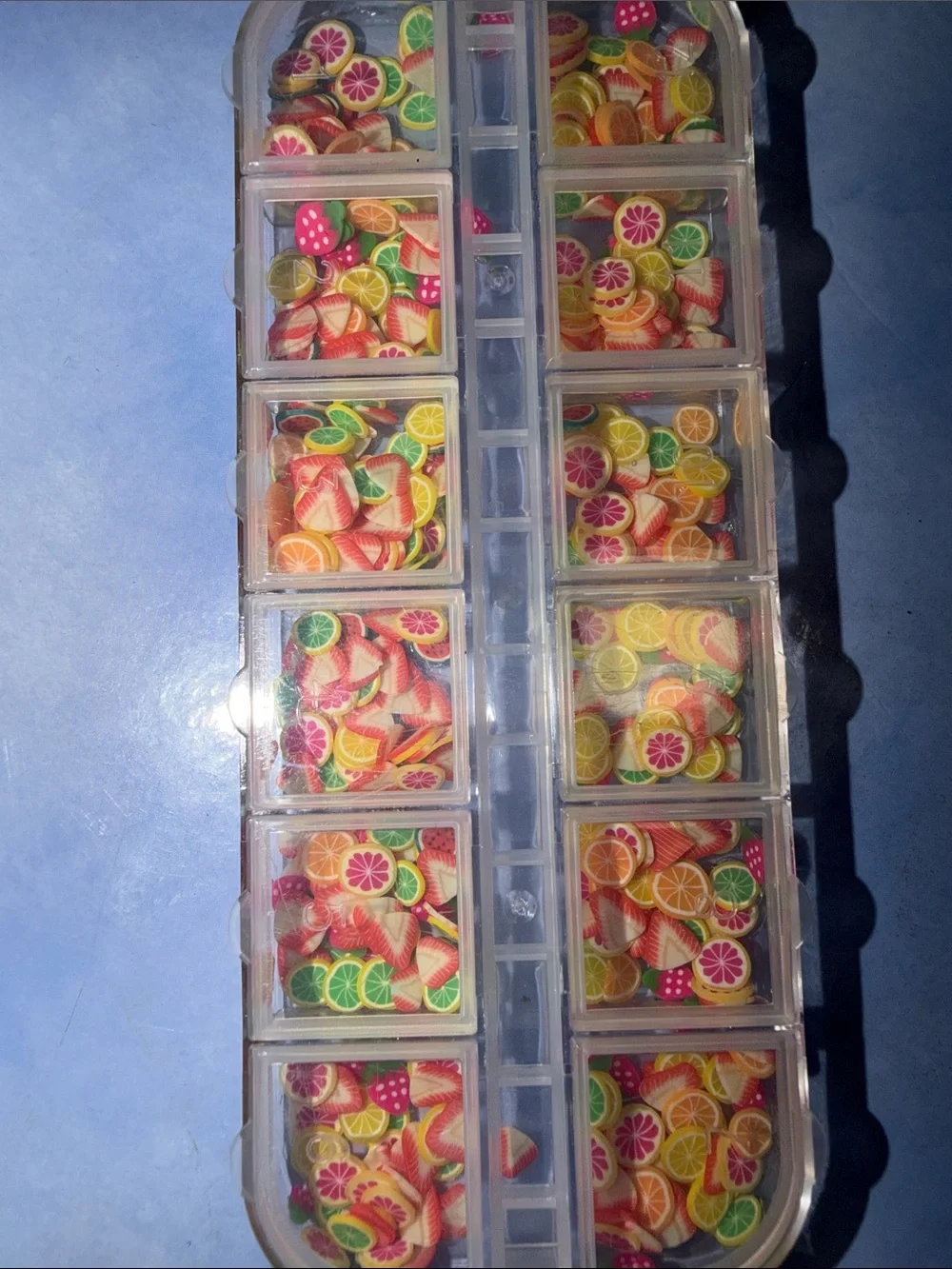 Nail Art Rhinestone & Fruit Slice Sequin Kit - Multicolor